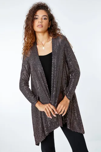 Roman Sequin Sparkle Waterfall Stretch Jacket in Bronze 10 female