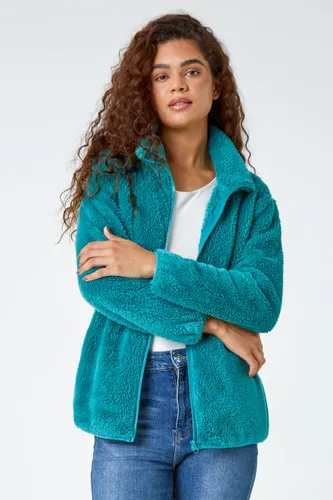 Roman Soft Sherpa Fleece Jacket in Jade S female