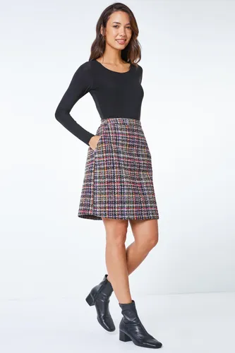 Roman Textured Check Mini Skirt in Multi 20 female