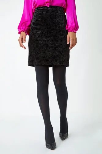 Roman Textured Velvet Stretch Pencil Skirt in Black 12 female