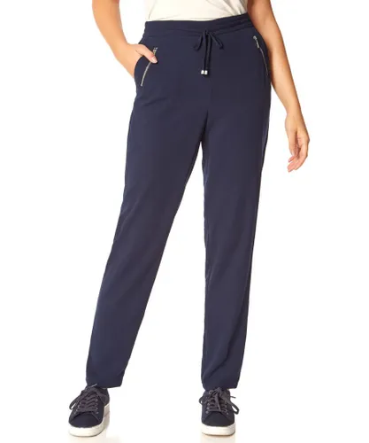 Roman Womens 27 Inch Tie Front Jogger - Navy