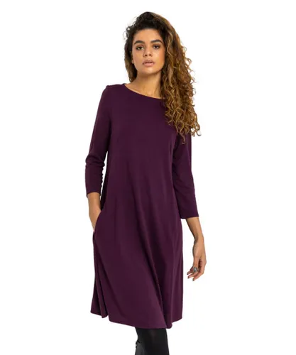 Roman Womens A-Line Pocket Detail Swing Dress - Purple