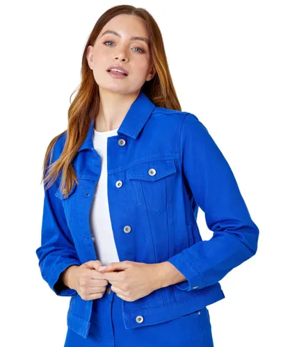 Roman Womens Classic Cotton Denim Jacket - Blue