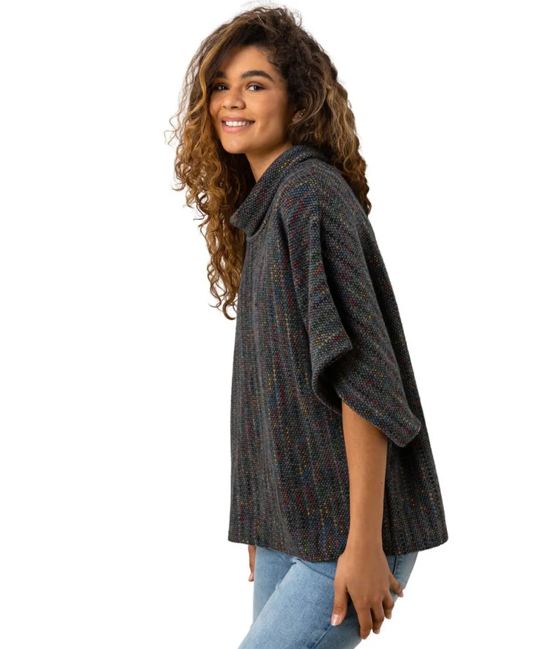 Roman Womens Cowl Neck 3/4 Sleeve Soft Knit Top - Multicolour