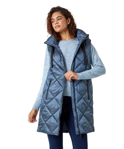 Roman Womens Diamond Quilted Padded Gilet - Blue
