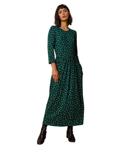 Roman Womens Ditsy Floral Print Midi Dress - Dark Green
