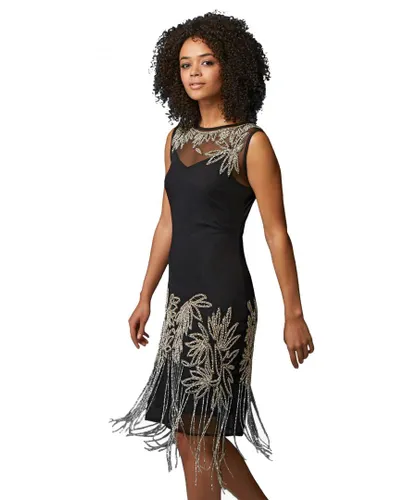 Roman Womens Embellished Flapper Dress - Black