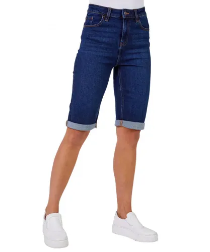 Roman Womens Essential Stretch Knee Length Shorts - Indigo Blue