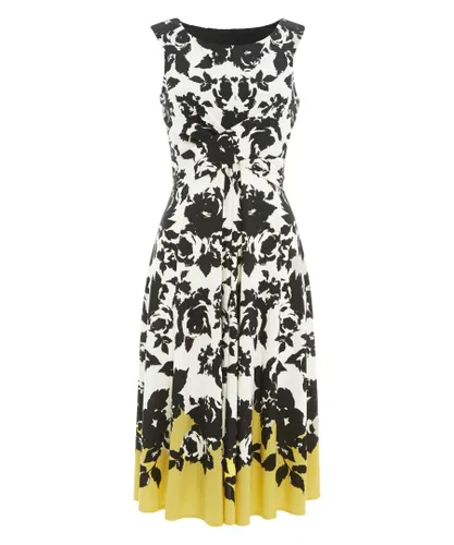 Roman Womens Fit and Flare Contrast Floral Dress - Yellow