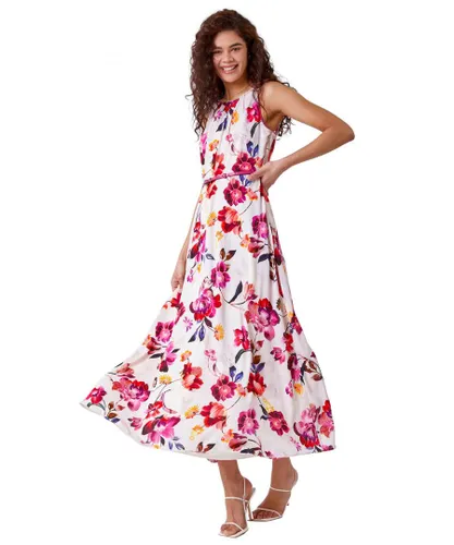 Roman Womens Floral Belted Maxi Dress - Multicolour