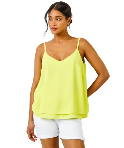 Roman Womens Layered Cami Vest Top - Lime Green