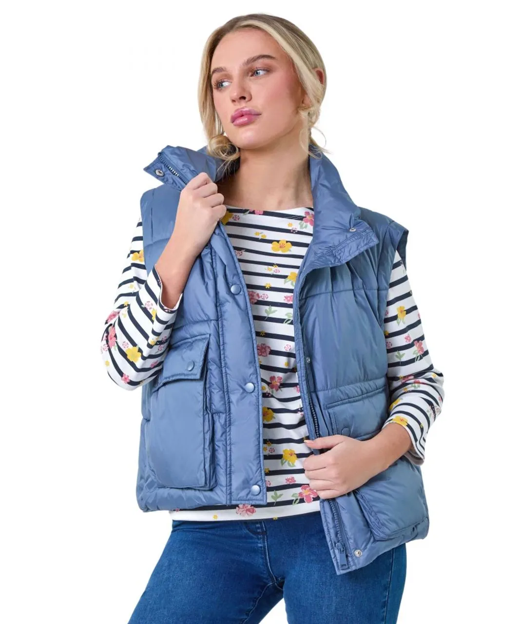 Roman Womens Pocket Detail Quilted Gilet - Blue