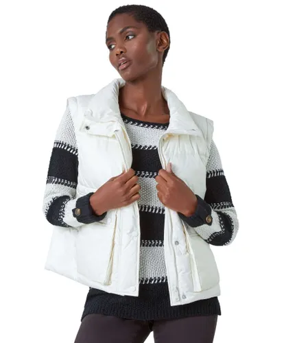 Roman Womens Pocket Detail Quilted Gilet - Ivory