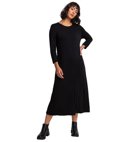 Roman Womens Pocket Jersey Midi Dress - Black