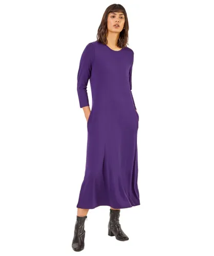Roman Womens Pocket Jersey Midi Dress - Purple