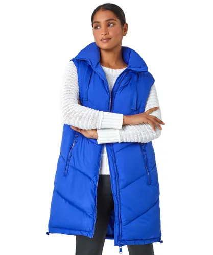 Roman Womens Quilted Hooded Gilet - Blue