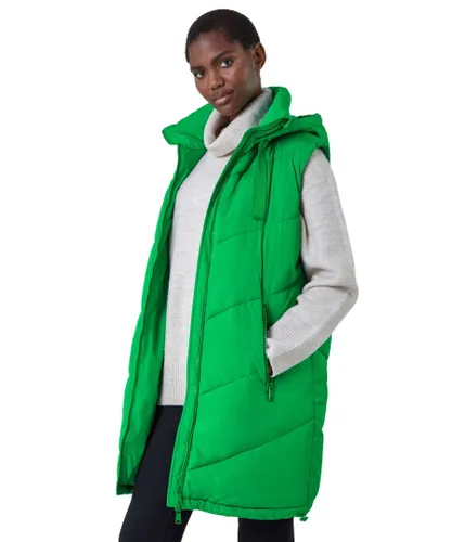 Roman Womens Quilted Hooded Gilet - Green