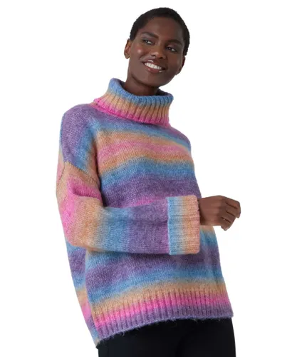 Roman Womens Relaxed Roll Neck Ombre Jumper - Multicolour