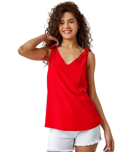 Roman Womens Tie Detail Strap Cami Top - Red