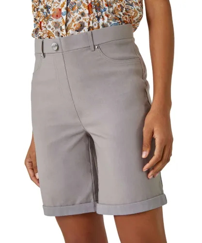 Roman Womens Turn Up Stretch Shorts - Taupe