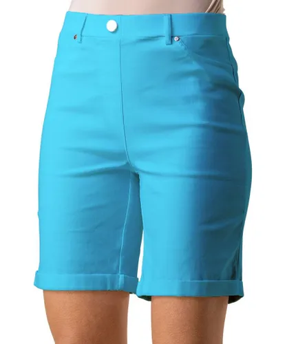 Roman Womens Turn Up Stretch Shorts - Turquoise