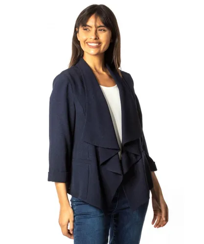 Roman Womens Waterfall Front Stretch Jacket - Navy