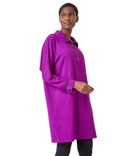 Roman Womens Zip Detail Cocoon Stretch Dress - Purple