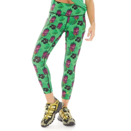Ron Hill Womens Life Running Crop Tights Bright Green Hibiscus