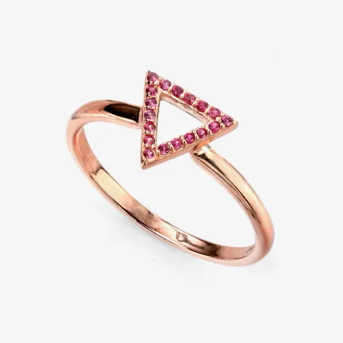 Rose Gold-Plated Pink Cubic Zirconia Triangle Ring R3421P-52 (L1/2)
