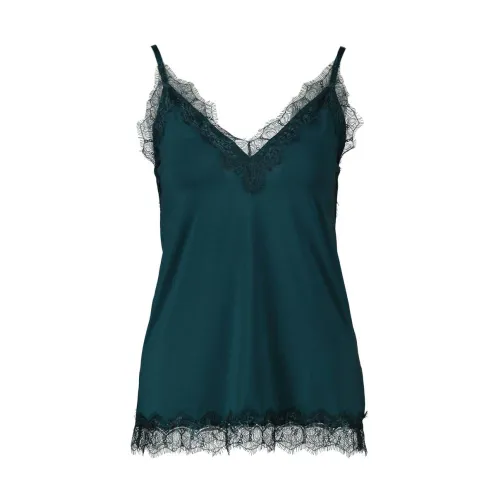 Rosemunde , Billie Strap Top in Dark Green with Lace ,Green female, Sizes:
