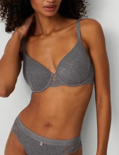 Rosie Womens Lounge Lace Wired Full Cup Bra A-E - 32A - Grey Marl, Grey Marl