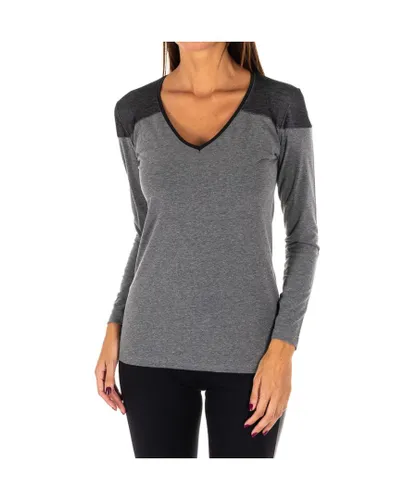 Rossoporpora Womenss V-neck long sleeve outdoor t-shirt DB756 - Grey