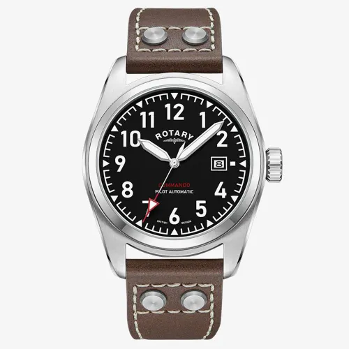 Rotary 1895 Pilot Automatic Brown Leather Watch GS05470/19