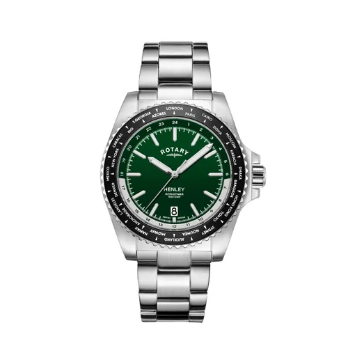 Rotary Henley World Timer Men's Green Watch GB05370/78