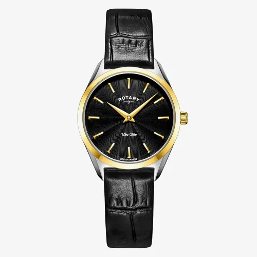 Rotary Ultra Slim Black Leather Watch LS08011/04