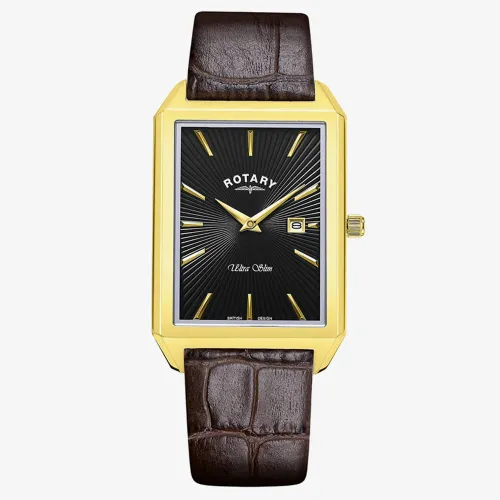 Rotary Ultra Slim Brown Rectangular Watch GS08023/04