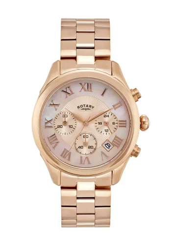 Rotary Womens Chronograph Quartz Watch with Rose Gold