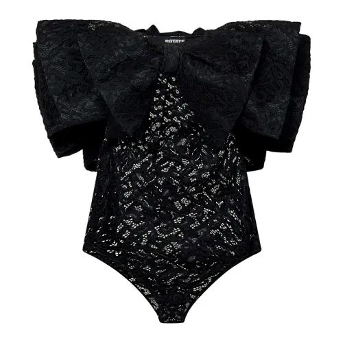 Rotate Birger Christensen , Black Strapless Floral Lace Top ,Black female, Sizes: