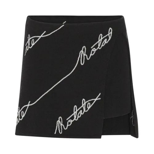 Rotate Birger Christensen , Chic Logo-Embellished Knitted Miniskirt ,Black female, Sizes: