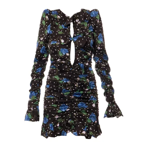 Rotate Birger Christensen , Floral Print Viscose Dress ,Black female, Sizes: