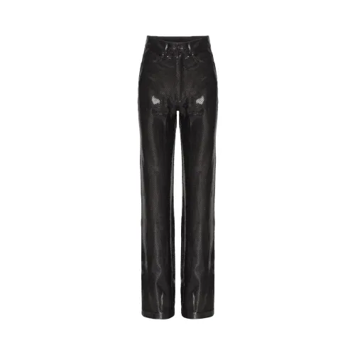 Rotate Birger Christensen , Foil JerseyStraight Trousers ,Black female, Sizes: