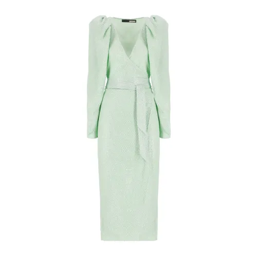 Rotate Birger Christensen , Green Sequin V-Neck Dress ,Green female, Sizes: