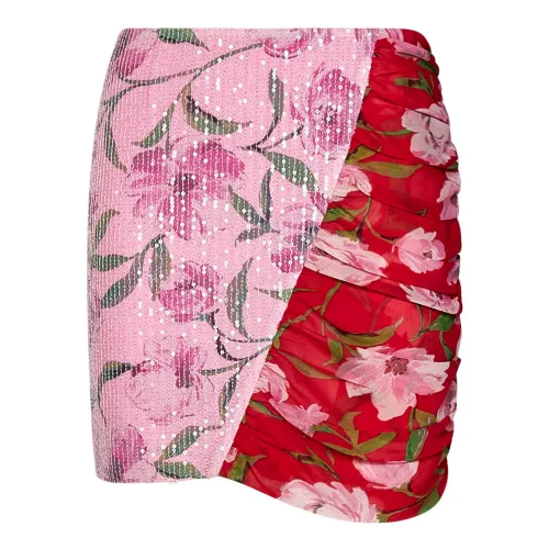 Rotate Birger Christensen , MultiColour Floral-Print Skirt with Asymmetric Hem ,Multicolor female, Sizes: