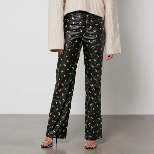 Rotate Birger Christensen Printed Faux Leather Straight-Leg Trousers - DK 40/