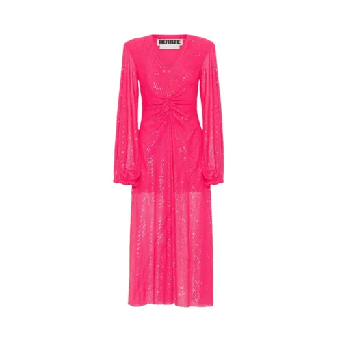 Rotate Birger Christensen , Sequin Long-sleeved Dress ,Pink female, Sizes: