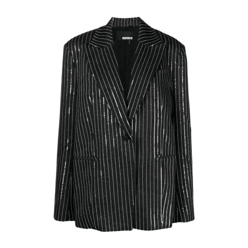 Rotate Birger Christensen , Sequin Twill Jacket ,Black female, Sizes: