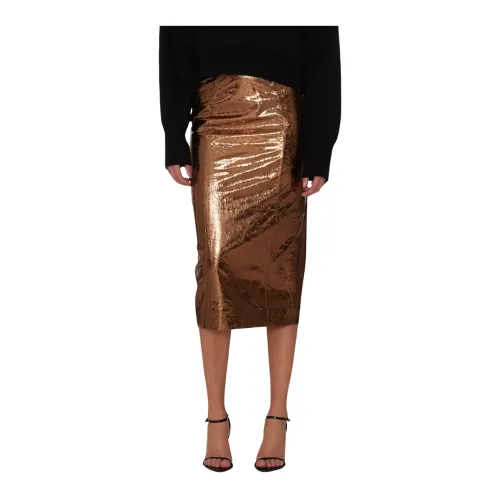 Rotate Birger Christensen , Textured Pencil Skirt ,Brown female, Sizes: