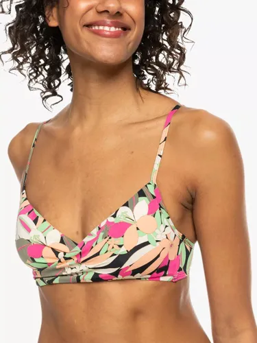 Roxy Palm Print Wrap Bikini Top, Anthracite/Multi - Anthracite/Multi - Female