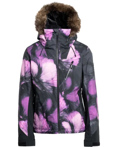 Roxy Women's Jet Ski Premium Jacket - True Black Pansy Print