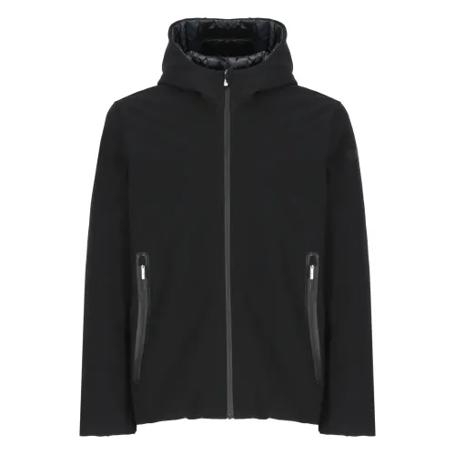 RRD , Black Padded Jacket with High Neck and Hood ,Black male, Sizes: